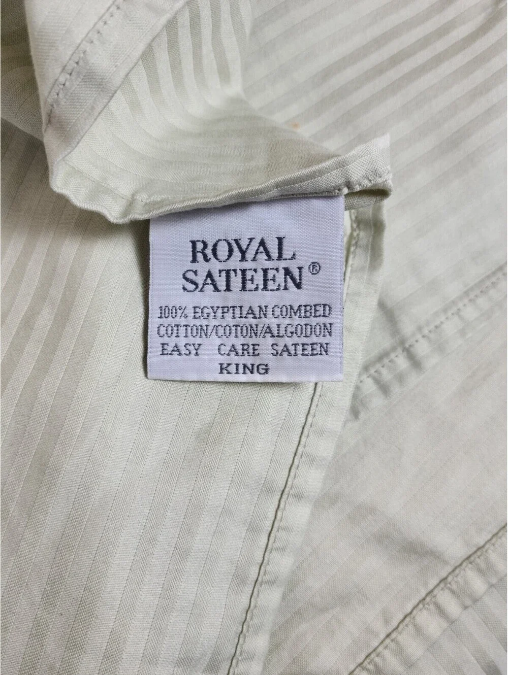 Royal Sateen Egyptian Cotton King Green Stripe Flat Sheet